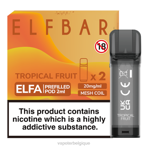 Cigarette Electronique Belgique J2D8328 | ELFBAR Elfa Fruit exotique dosette préremplie - 2 ml - 20 mg (paquet de 2)