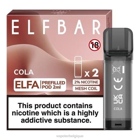 Cigarette Electronique Bruxelles J2D8319 | ELFBAR Elfa Cola dosette préremplie - 2 ml - 20 mg (paquet de 2)
