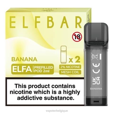 Cigarette Electronique Grossiste J2D8315 | ELFBAR Elfa banane dosette préremplie - 2 ml - 20 mg (paquet de 2)