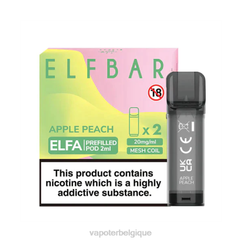 Cigarette Electronique Grossiste J2D8325 | ELFBAR Elfa pêche aux pommes dosette préremplie - 2 ml - 20 mg (paquet de 2)