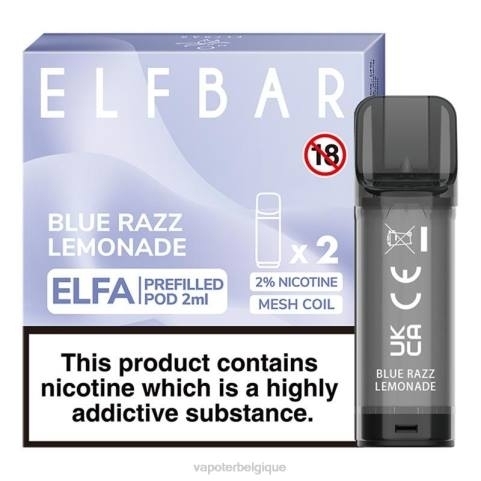 Cigarette Electronique Jetable J2D8327 | ELFBAR Elfa limonade bleue dosette préremplie - 2 ml - 20 mg (paquet de 2)