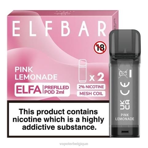 Cigarette Electronique Sans Nicotine J2D8320 | ELFBAR Elfa limonade rose dosette préremplie - 2 ml - 20 mg (paquet de 2)