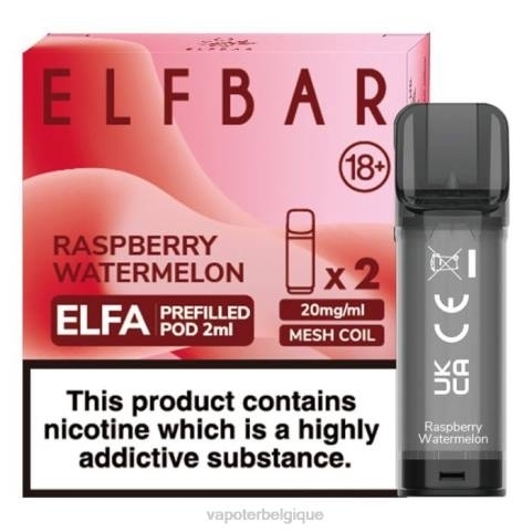 Cigarette Electronique Sans Nicotine J2D8330 | ELFBAR Elfa pastèque framboise dosette préremplie - 2 ml - 20 mg (paquet de 2)