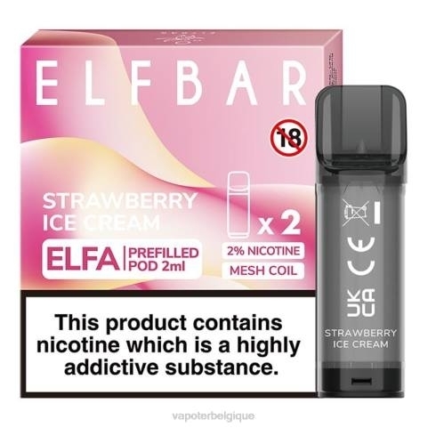 Grossiste Vape En Ligne J2D8324 | ELFBAR Elfa glace à la fraise dosette préremplie - 2 ml - 20 mg (paquet de 2)