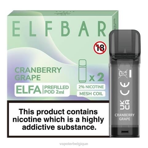 Grossiste Vape En Ligne J2D8334 | ELFBAR Elfa raisin de canneberge dosette préremplie - 2 ml - 20 mg (paquet de 2)