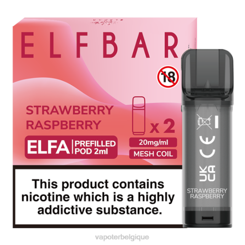 Vape En Gros J2D8321 | ELFBAR Elfa fraise framboise dosette préremplie - 2 ml - 20 mg (paquet de 2)