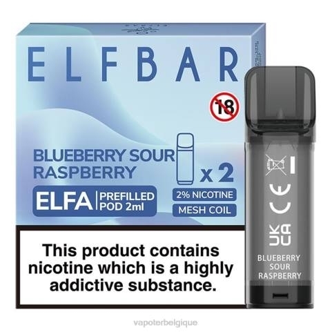 Vape Grossiste J2D8323 | ELFBAR Elfa myrtille, framboise aigre dosette préremplie - 2 ml - 20 mg (paquet de 2)