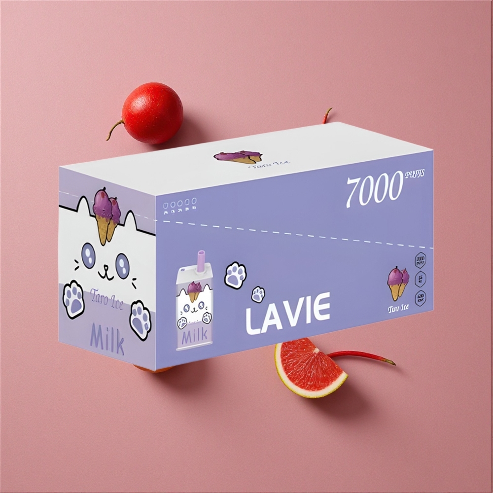 LAVIE Milk 7000 Puffs Glace Taro • Capacité de la batterie : 600mAh • Port de charge : Type C Rechargeable