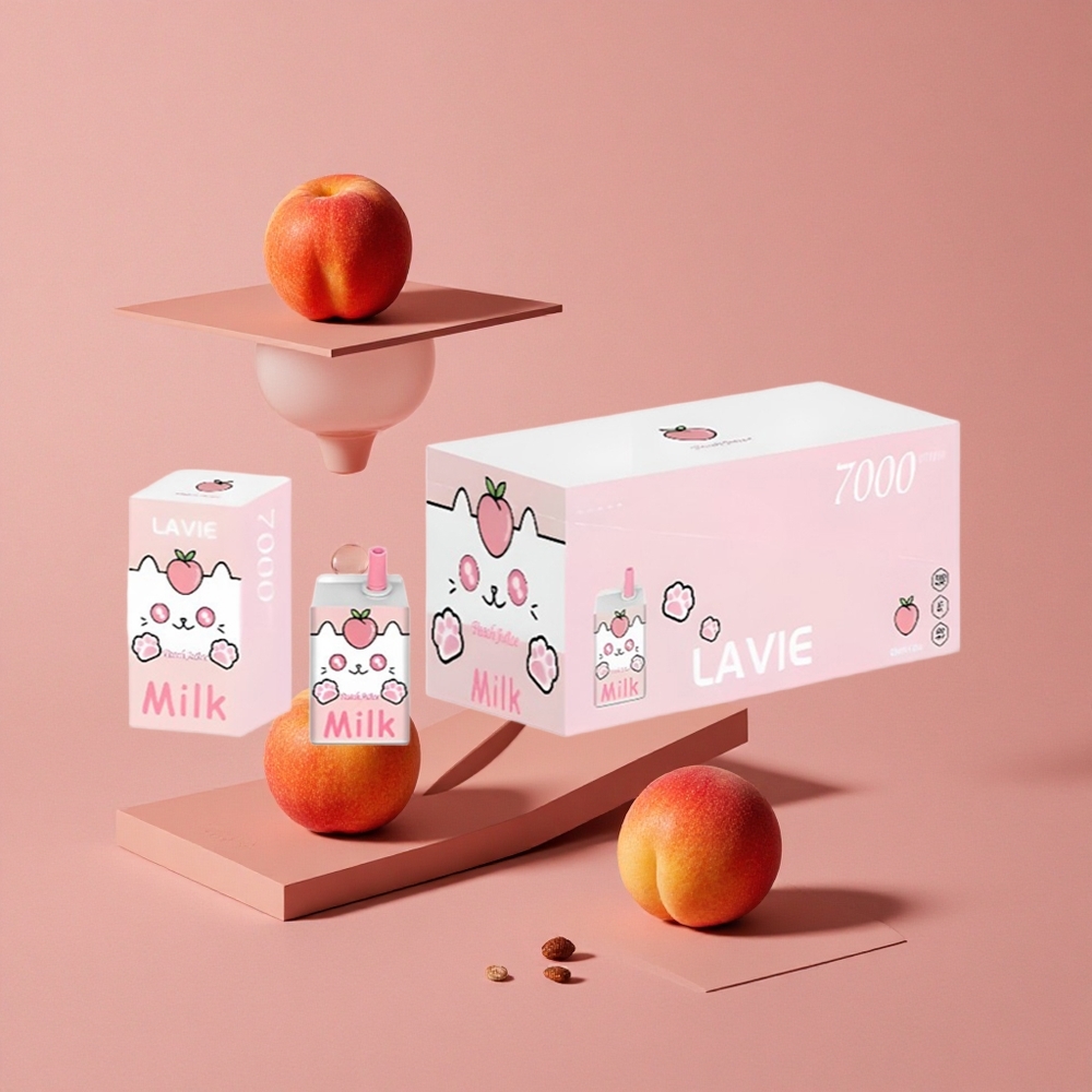 LAVIE Milk 7000 Puffs Jus de Pêche Capacité d\'E-liquide: 16ML Port de Charge: Type C Rechargeable