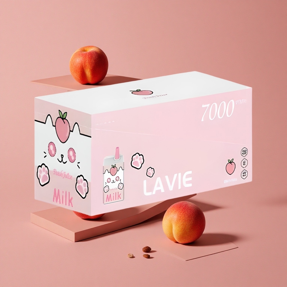 LAVIE Milk 7000 Puffs Jus de Pêche Capacité d\'E-liquide: 16ML Port de Charge: Type C Rechargeable