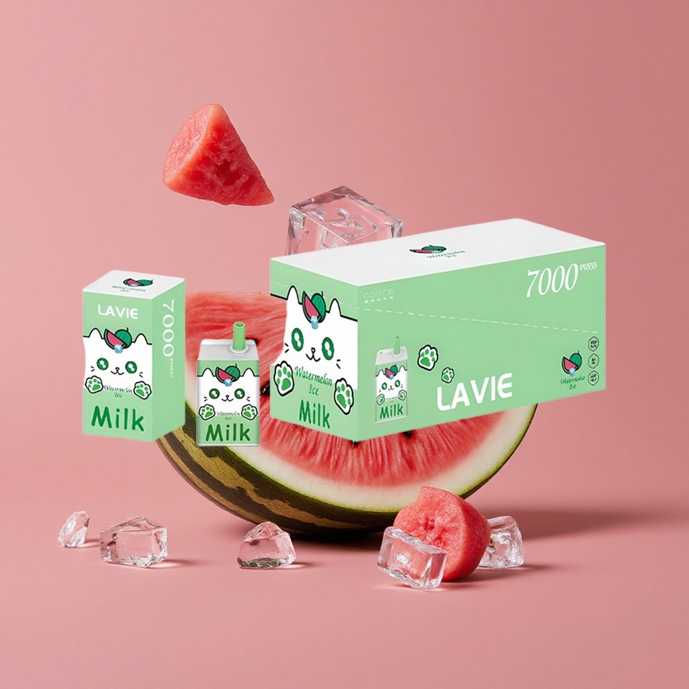 LAVIE Milk 7000 Puffs Pastèque Glacée Capacité de liquide : 16ML, Port de charge : Type C Rechargeable