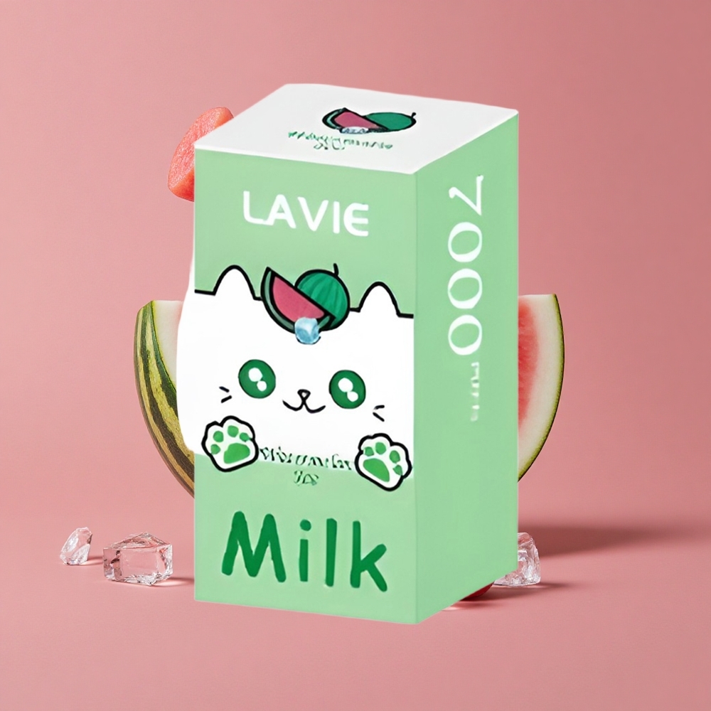 LAVIE Milk 7000 Puffs Pastèque Glacée Capacité de liquide : 16ML, Port de charge : Type C Rechargeable