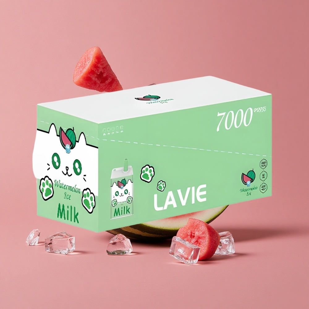 LAVIE Milk 7000 Puffs Pastèque Glacée Capacité de liquide : 16ML, Port de charge : Type C Rechargeable