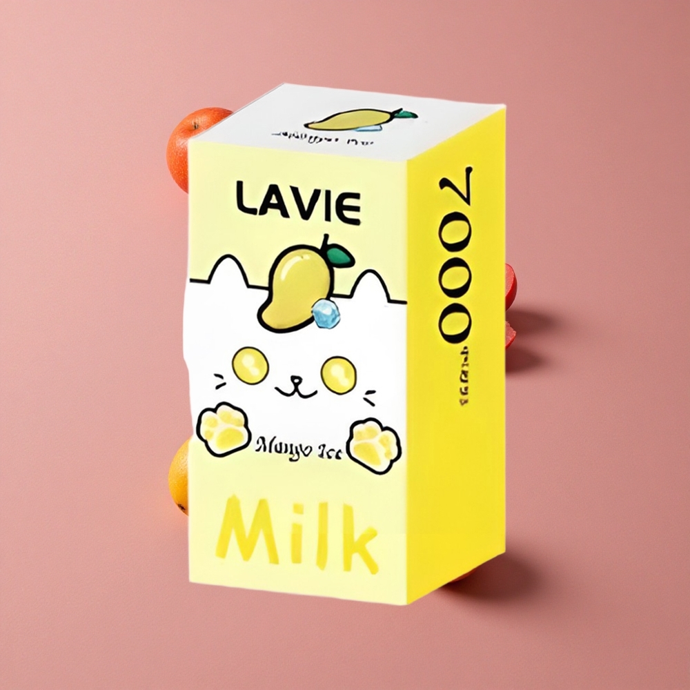 LAVIE Milk 7000 Puffs Vape Jetable Mangue Glacée - 16ML Capacité de E-liquide, Port de Chargement Type C Rechargeable