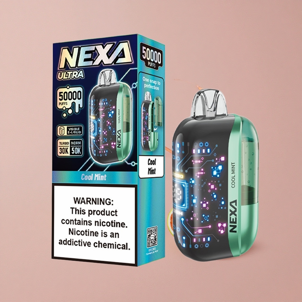 NEXA Ultra 50000 Puffs Vape Jetable Menthe Fraîche 20ml Capacité Préremplie Écran Courbe 3D