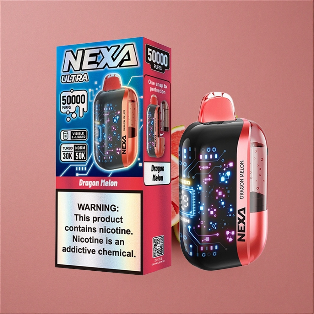 NEXA Ultra 50K Dragon Melon Vape Jetable 50000 Puffs 20ml Préremplie Écran Courbe 3D