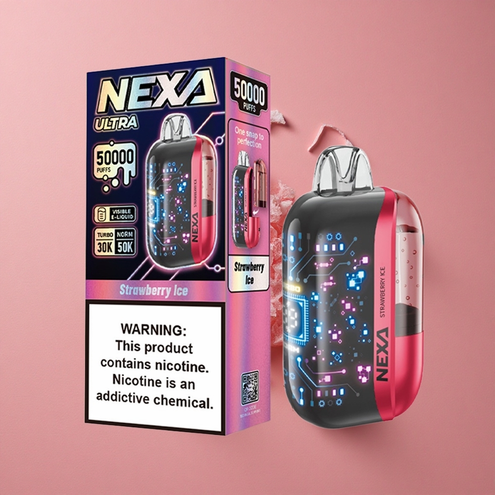 NEXA Ultra 50K Puffs Fraise Glacée 20ml Capacité Préchauffée Écran Courbe 3D