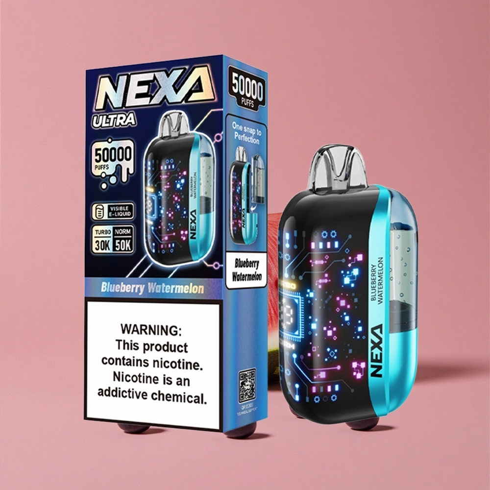 NEXA Ultra 50K Puffs Vape Jetable Myrtille Pastèque 20ml Capacité Préremplie 800mah Batterie