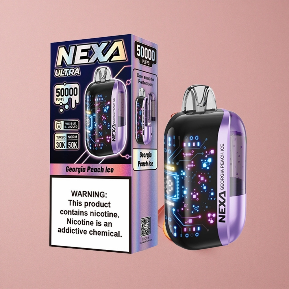NEXA Ultra 50K Puffs Vape Jetable Pêche Géorgienne Glacée 20ml Capacité Préremplie 800mah Batterie