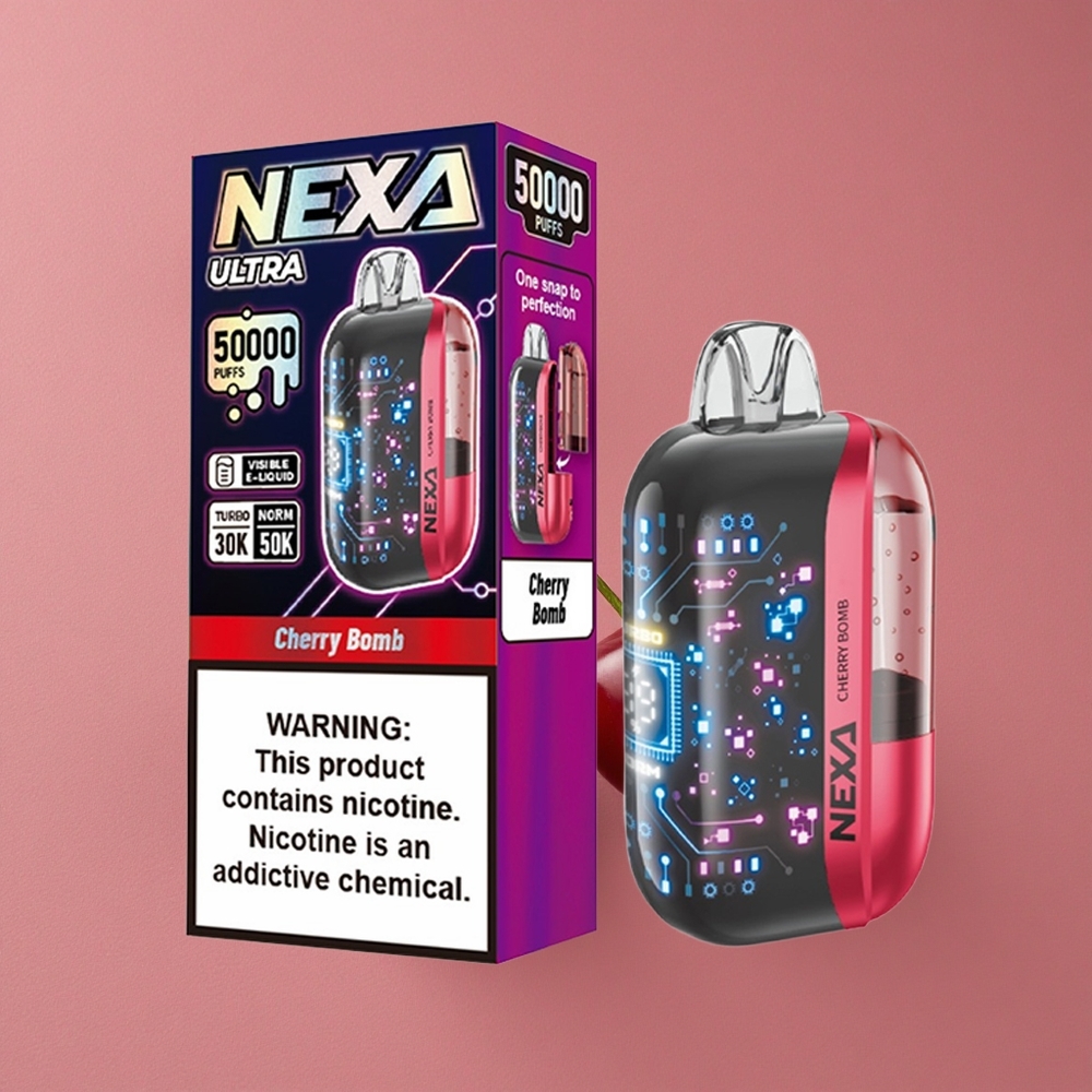 NEXA Ultra 50K Vape Jetable Cerise Bomp 20ml Capacité Préremplie 800mah Capacité de Batterie