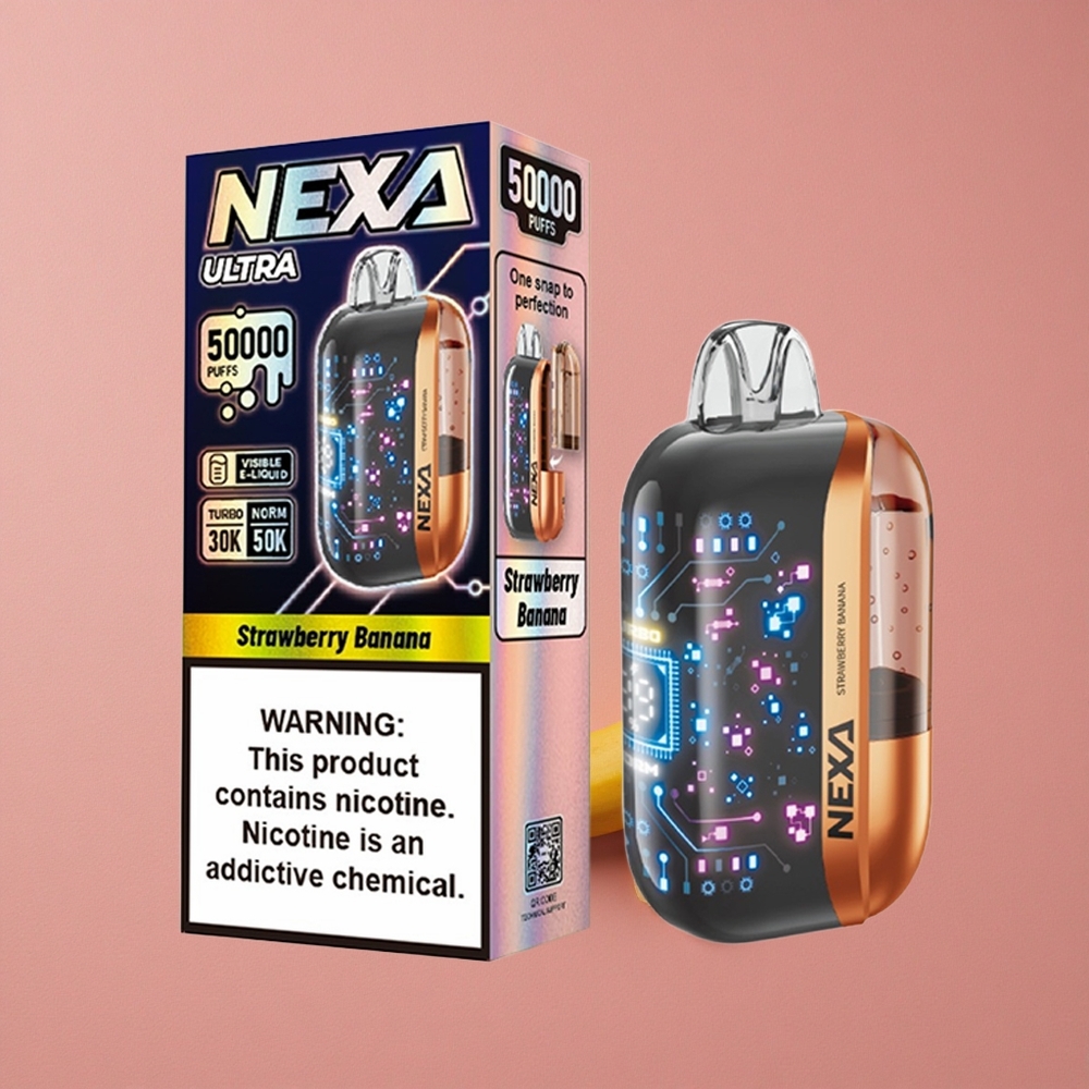NEXA Ultra 50K Vape Jetable Fraise Banane 20ml Capacité Préremplie Écran Courbe 3D
