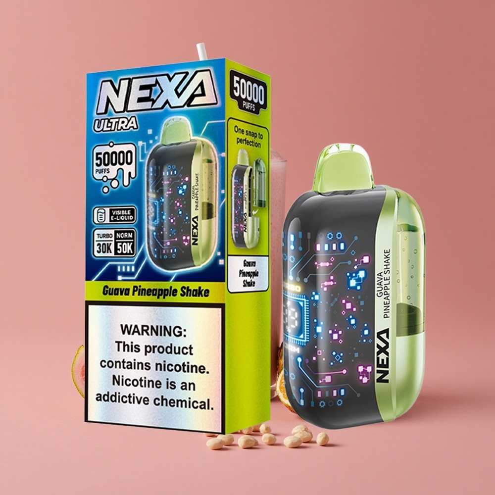 NEXA Ultra 50K Vape Jetable Shake Goyave Ananas 20ml Capacité Préremplie 800mah Batterie