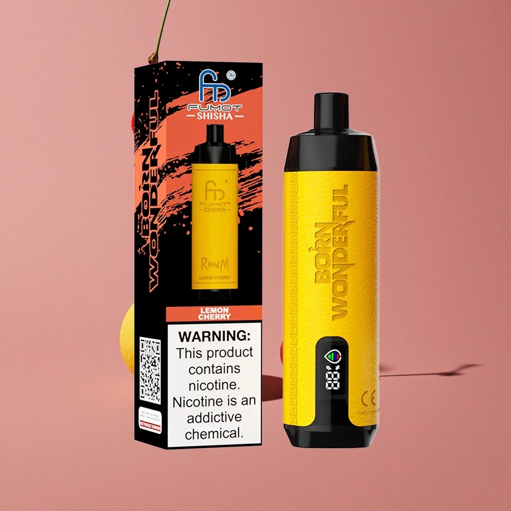 RandM Fumot Shisha 10000 Puffs E-cigarette Jetable Citron Cerise avec 18ml E-liquide Prérempli et 850 mAh Batterie