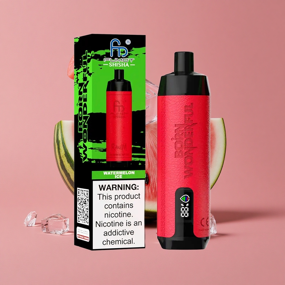 RandM Fumot Shisha 10000 Puffs Pastèque Glacée Vape Jetable avec 18ml E-Liquide Prérempli et 0.5% Nicotine