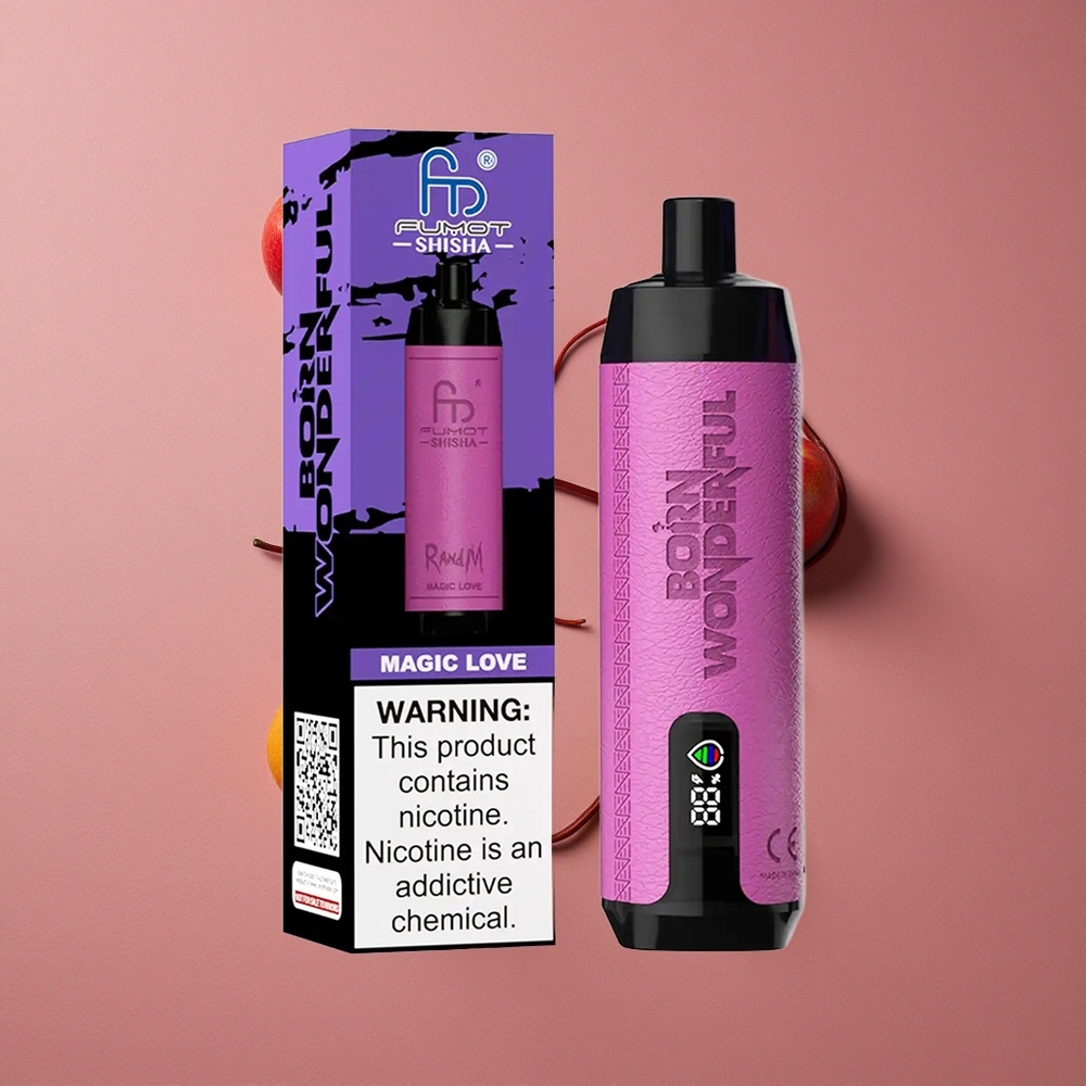 RandM Fumot Shisha 10000 Puffs Vape Jetable Amour Magique avec 18ml E-liquide Prérempli et 0.5% Teneur en Nicotine