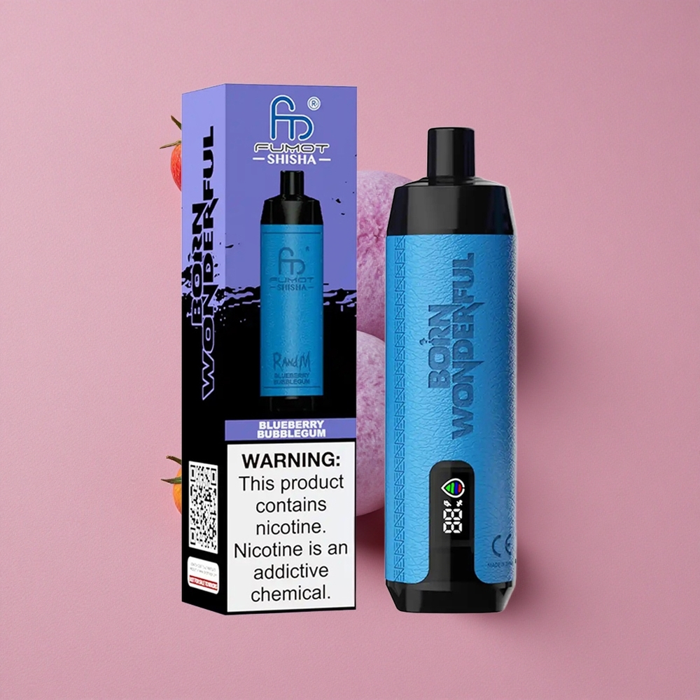 RandM Fumot Shisha 10000 Puffs Vape Jetable Bubblegum Myrtille avec 18ml E-Liquide Prérempli et Batterie 850 mAh