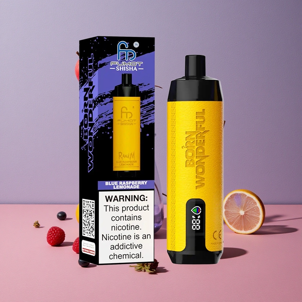 RandM Fumot Shisha 10000 Puffs Vape Jetable Framboise Bleue Citronnade avec 18ml E-Liquide Prérempli et 850 mAh Batterie