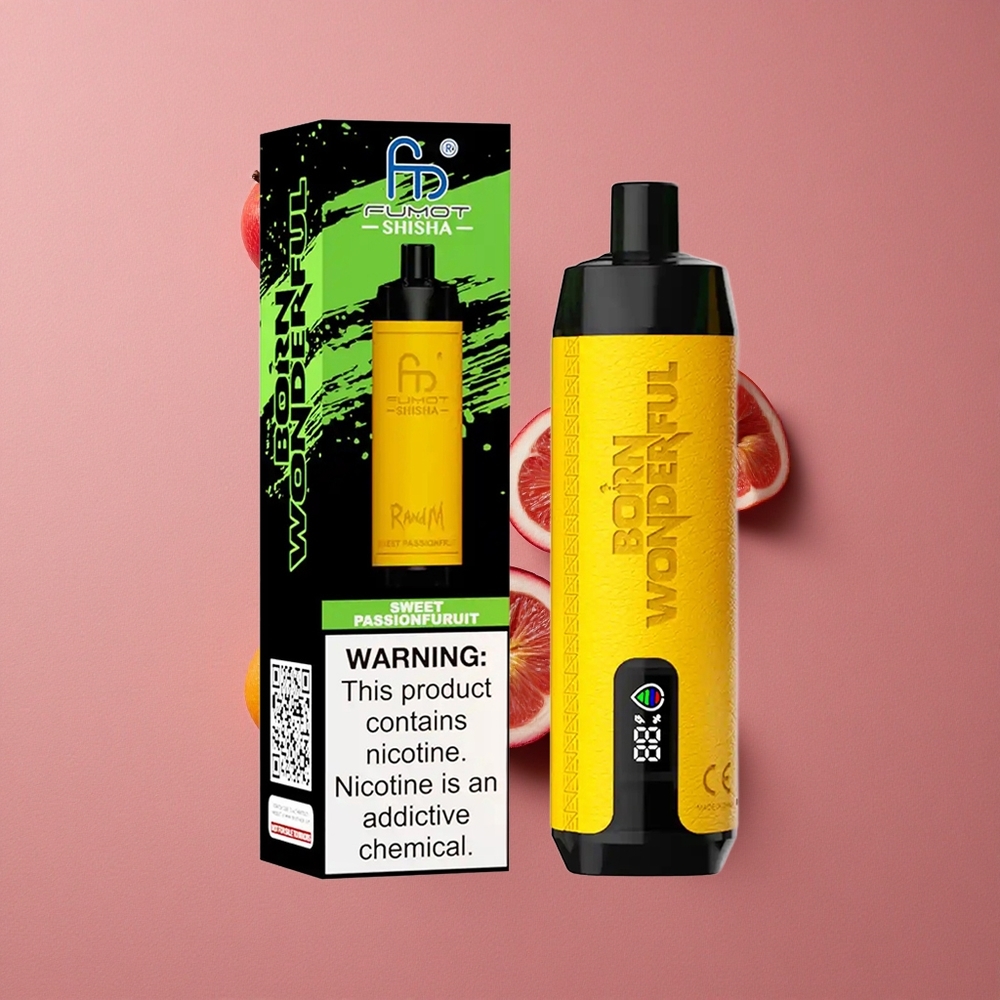 RandM Fumot Shisha 10000 Puffs Vape Jetable Fruit de la Passion Doux avec 18ml E-liquide Prérempli et 0,5% Nicotine