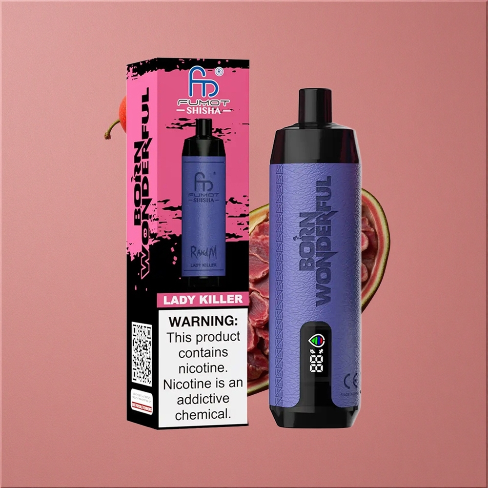 RandM Fumot Shisha 10000 Puffs Vape Jetable Lady Killer 18ml Prérempli 0,5% Nicotine