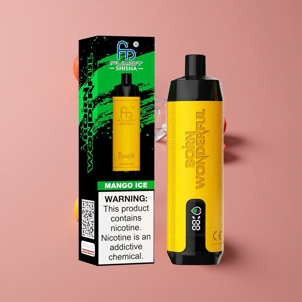 RandM Fumot Shisha 10000 Puffs Vape Jetable Mangue Glacée avec Indicateur LED et Batterie 850 mAh