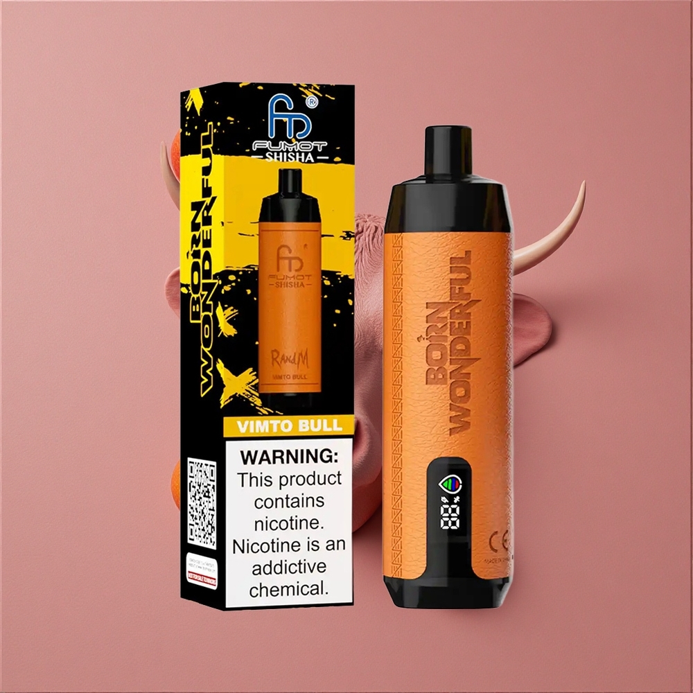 RandM Fumot Shisha 10000 Puffs Vape Jetable Vimto Taureau avec 18ml E-liquide Prérempli et 0.5% Nicotine