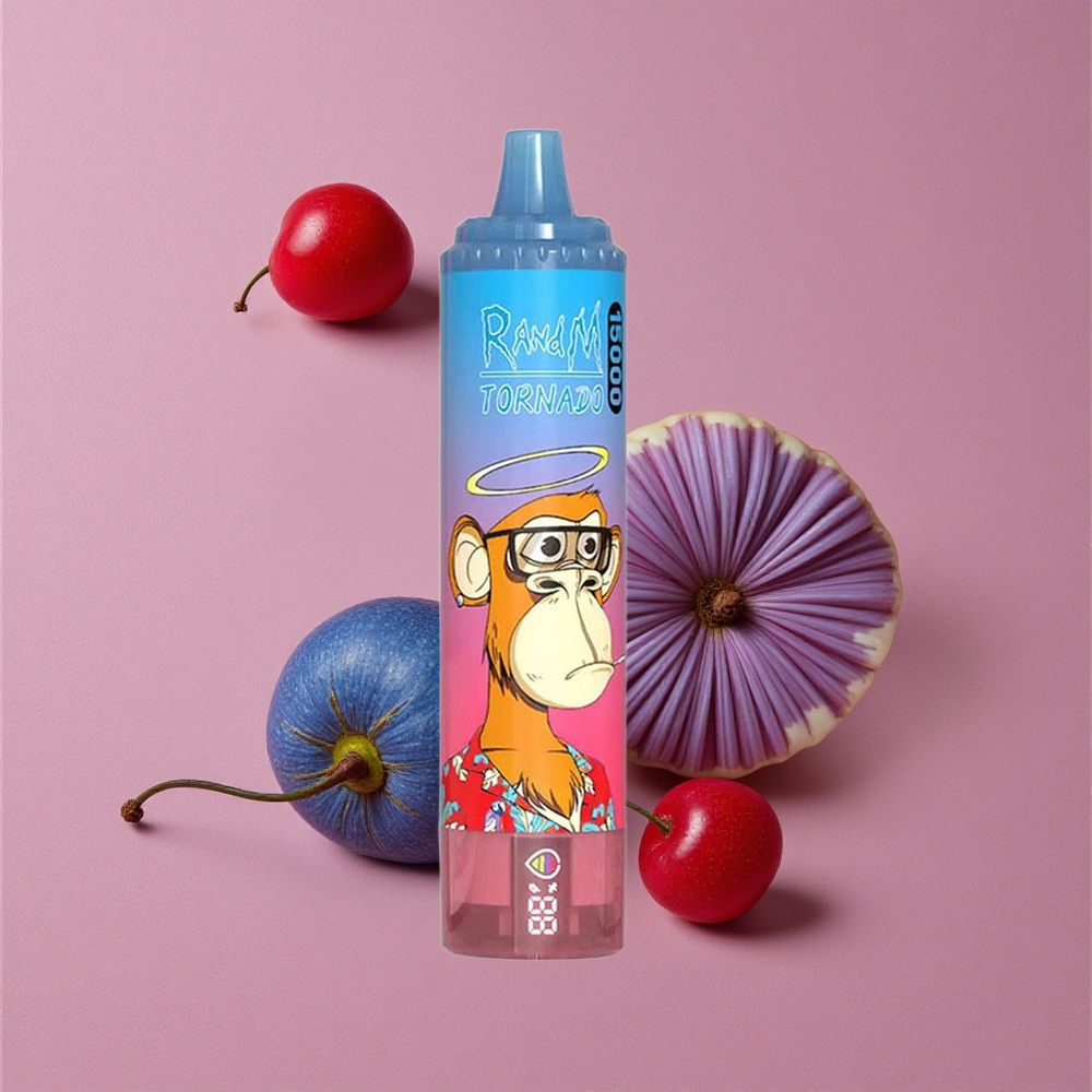 RandM Fumot Tornado 15000 Puffs Bleu Framboise Cerise Rechargeable Type-C Écran LCD