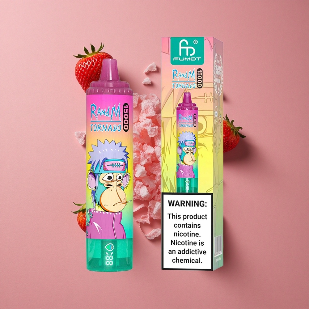 RandM Fumot Tornado 15000 Puffs Fraise Glacée avec Écran LCD et Rechargeable Type-C