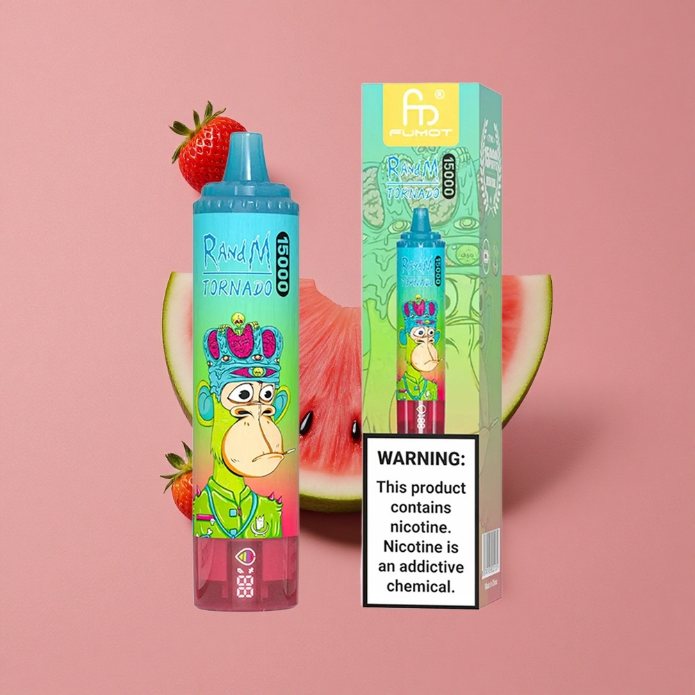 RandM Fumot Tornado 15000 Puffs Fraise Pastèque 25ml Écran LCD