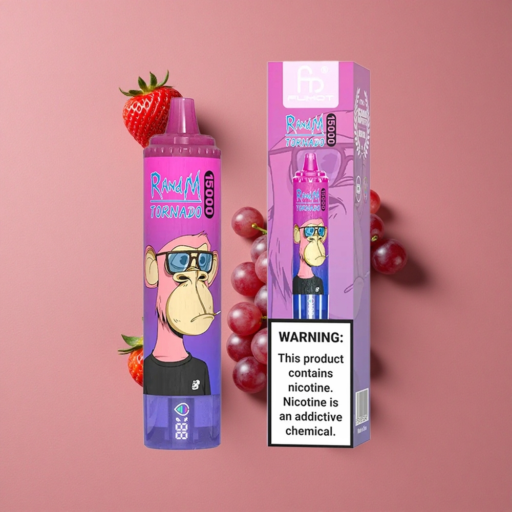 RandM Fumot Tornado 15000 Puffs Fraise Raisin 25ml Écran LCD
