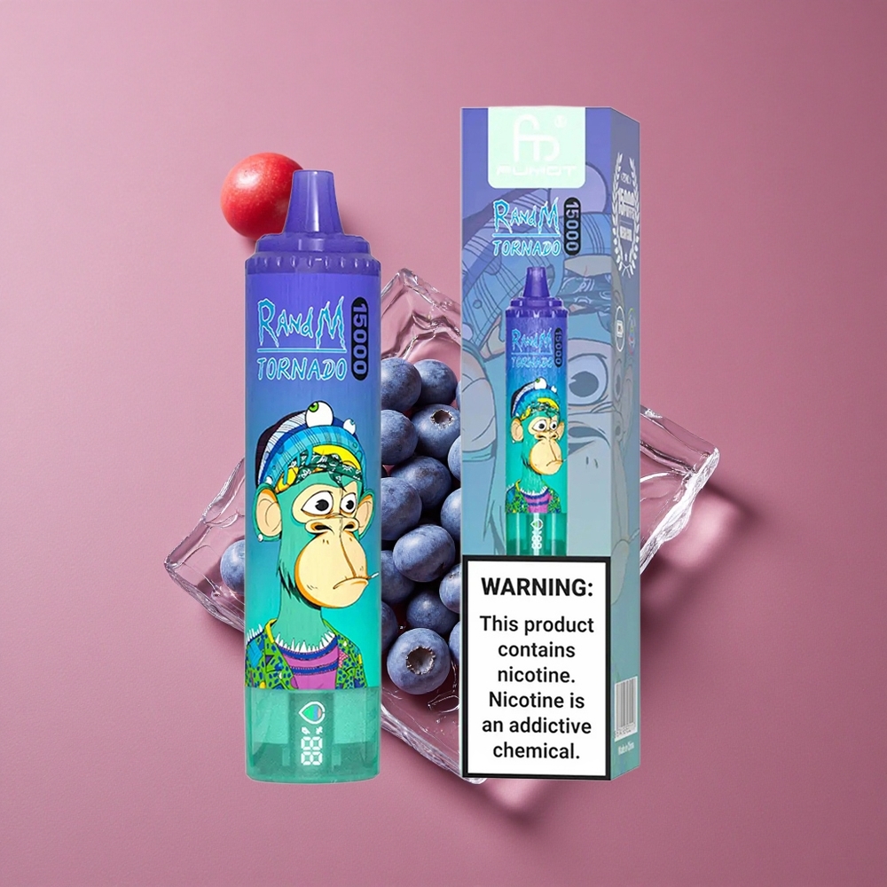 RandM Fumot Tornado 15000 Puffs Myrtille Sur Glace avec Capacité de Liquide 25ml et Batterie 850mAh