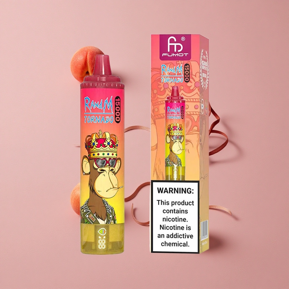 RandM Fumot Tornado 15000 Puffs Pêche Glacée 25ml & Écran LCD