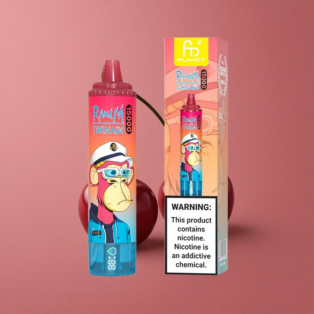 RandM Fumot Tornado 15000 Puffs Vape Jetable Cerise avec 25ml de Capacité et Batterie 850mAh