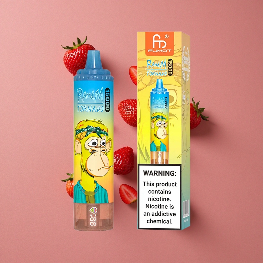 RandM Fumot Tornado 15000 Puffs Vape Jetable Fraise et 25ml Capacité Liquide