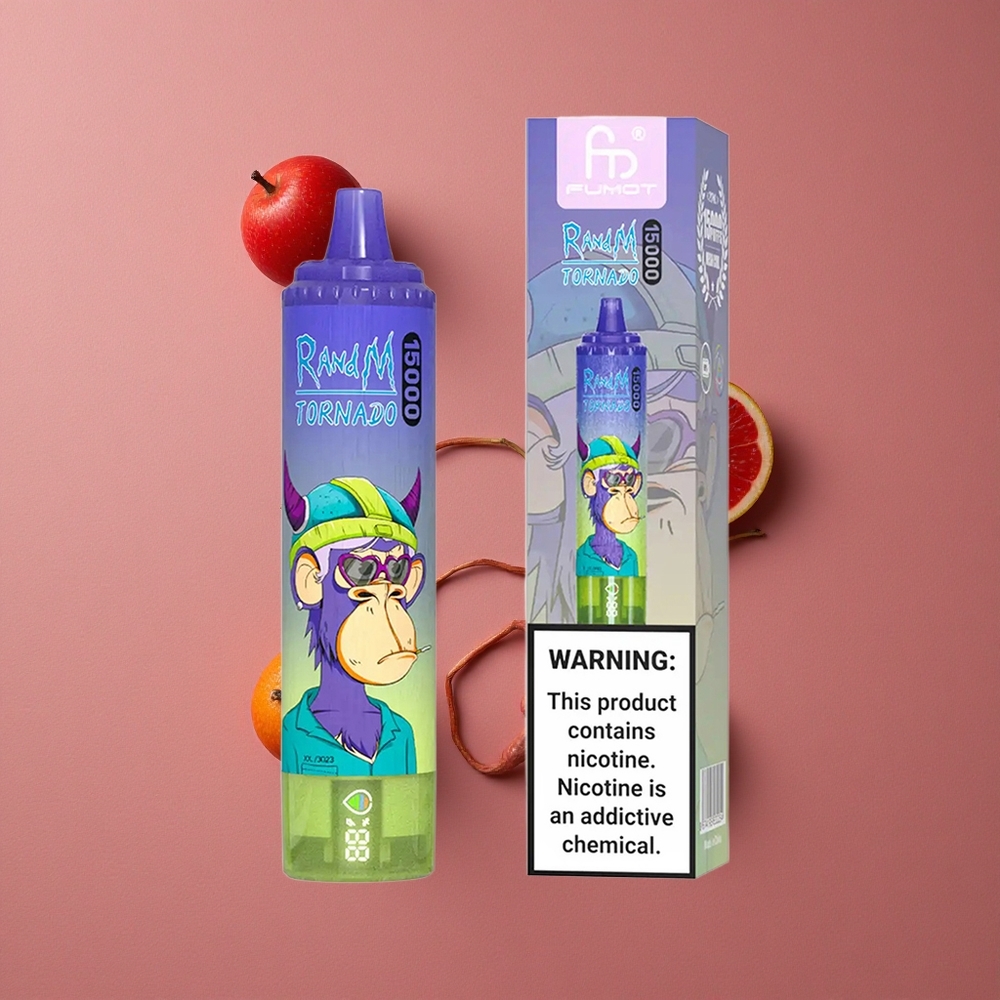 RandM Fumot Tornado 15000 Puffs Vape Vimto Rechargeable USB Type-C Écran LCD