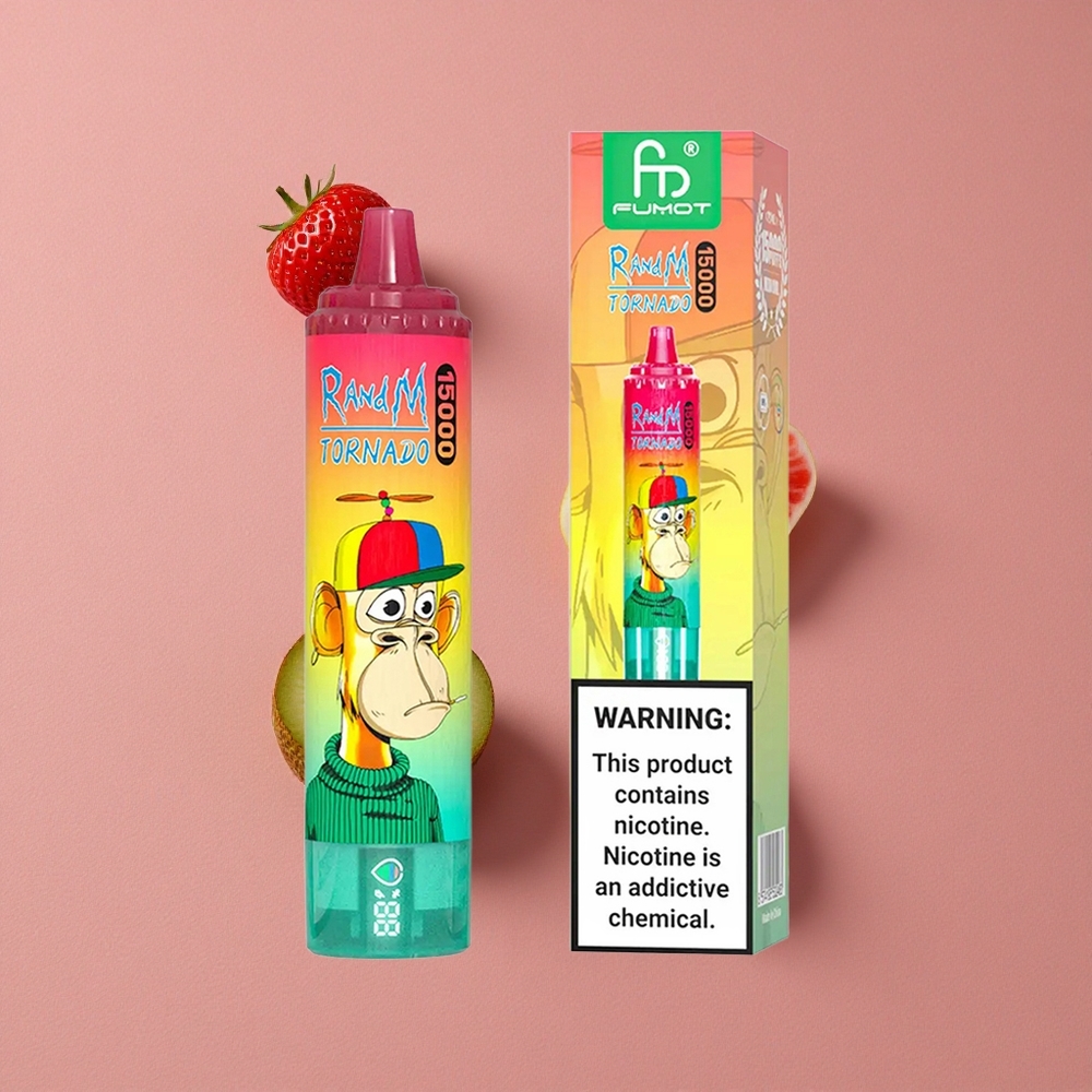 RandM Fumot Tornado 15 000 Puffs Fraise Kiwi Rechargeable USB Type-C Écran LCD