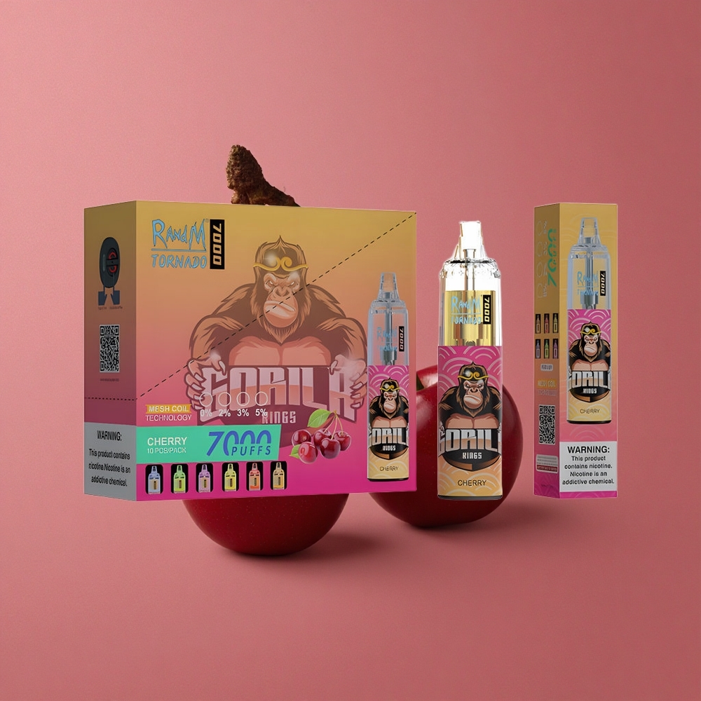 RandM Fumot Tornado 7000 Puffs Cerise Vape Jetable avec 14 ML E-liquide et Air-Adjustable