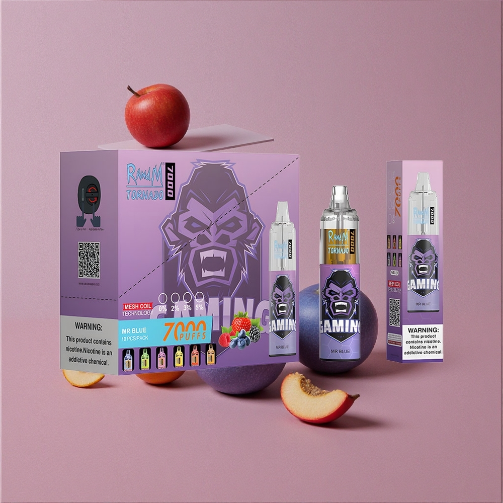 RandM Fumot Tornado 7000 Puffs Dr. Bleu avec 14 ML d\'E-liquide et Bobine Mesh