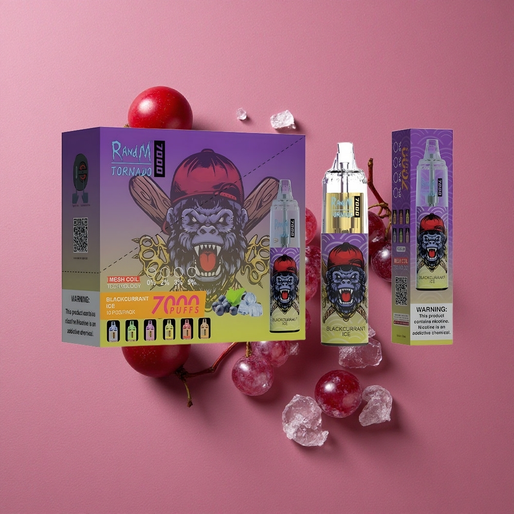 RandM Fumot Tornado 7000 Puffs E-cigarette Jetable Cassis Glacé avec 14 ML E-liquide et Batterie 850 MAH