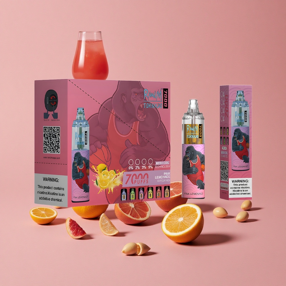 RandM Fumot Tornado 7000 Puffs E-liquide 14 ML Citronade Rose