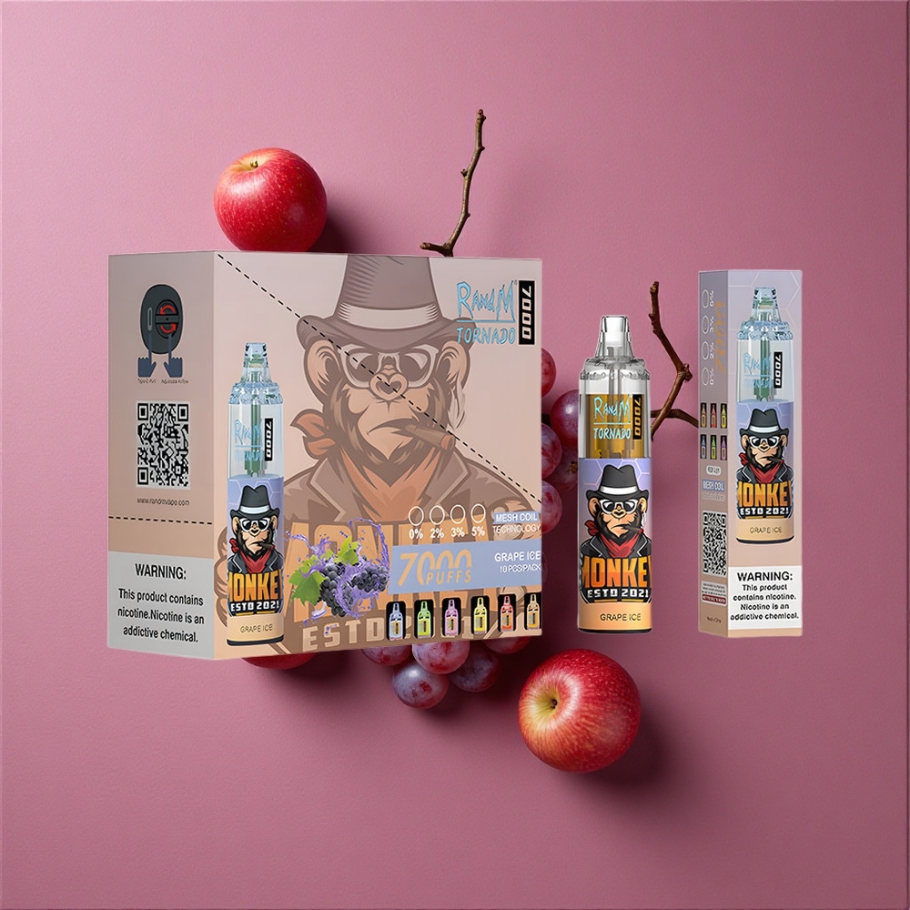 RandM Fumot Tornado 7000 Puffs E-liquide 14 ML Glace Raisin Vape Jetable